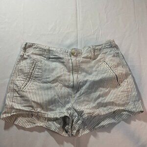 American Eagle Shorts Womens Size 4 White Blue Striped Boyfriend Casual Chino